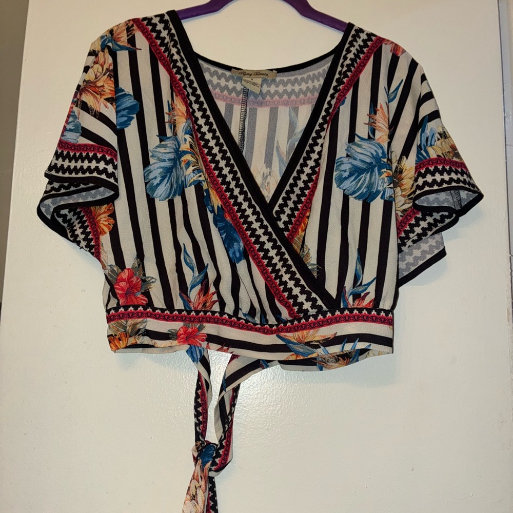 Vintage flying tomato open back tie crop top small festival boho